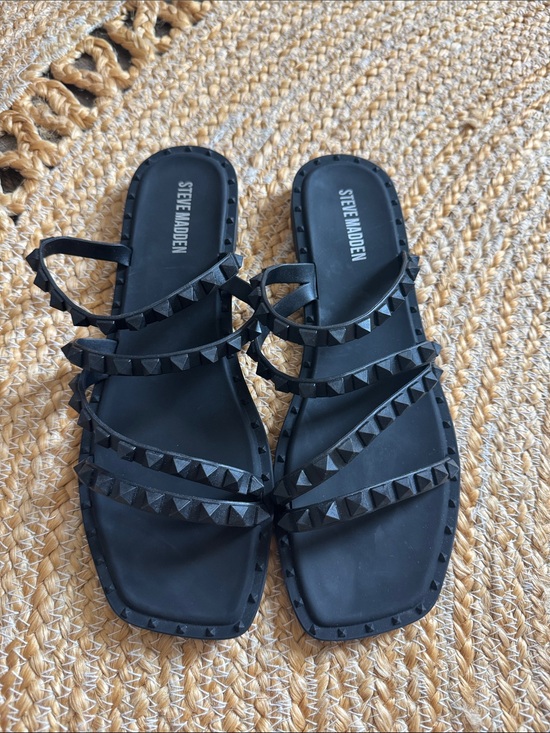 Steve Madden Shoes - Steve Madden Black Studded Multi-Strap Slide Sandals
